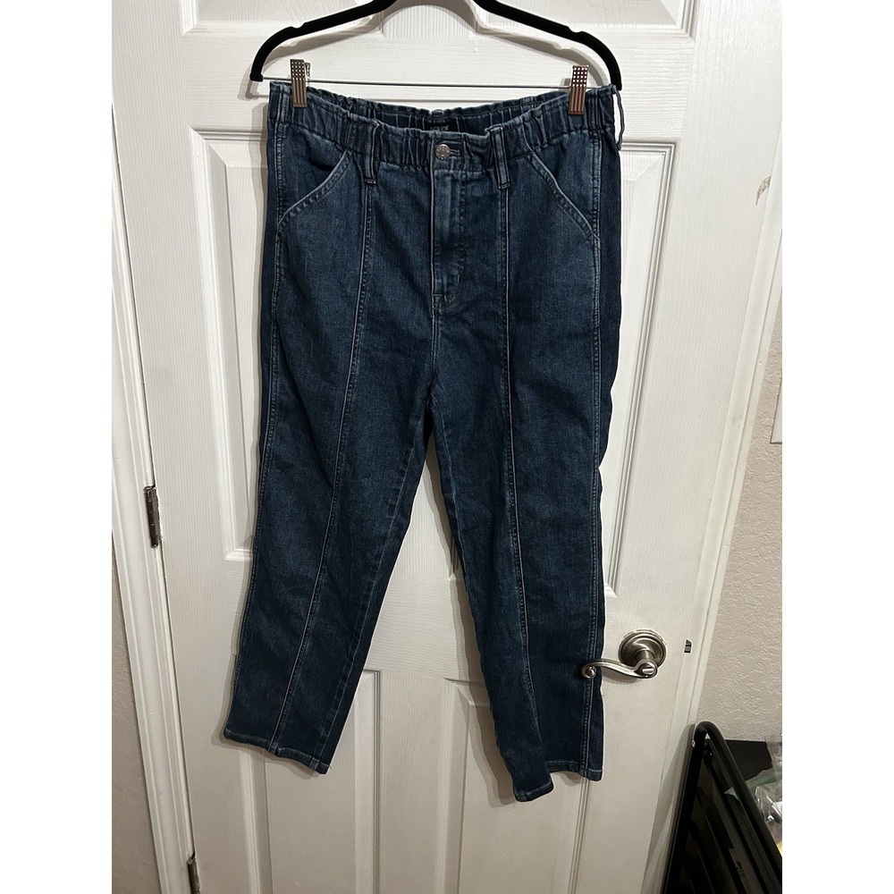 J. Crew Womens 31 High Rise Elastic Waist Stretch Ankle Jeans Dark Washed Denim - Picture 3 of 12
